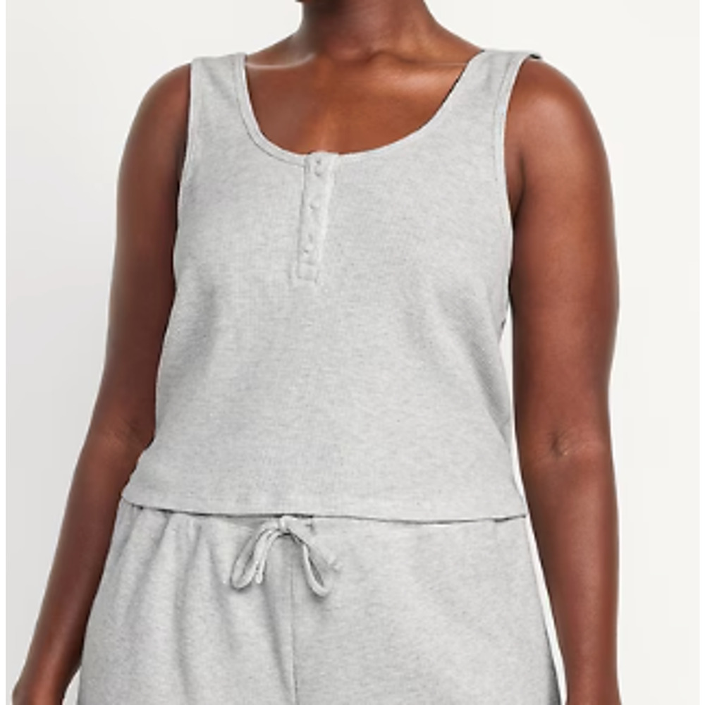 Old Navy Gray Lounge Tank Top NEW Womens XL Sleeveless Textured Relaxed Comfy